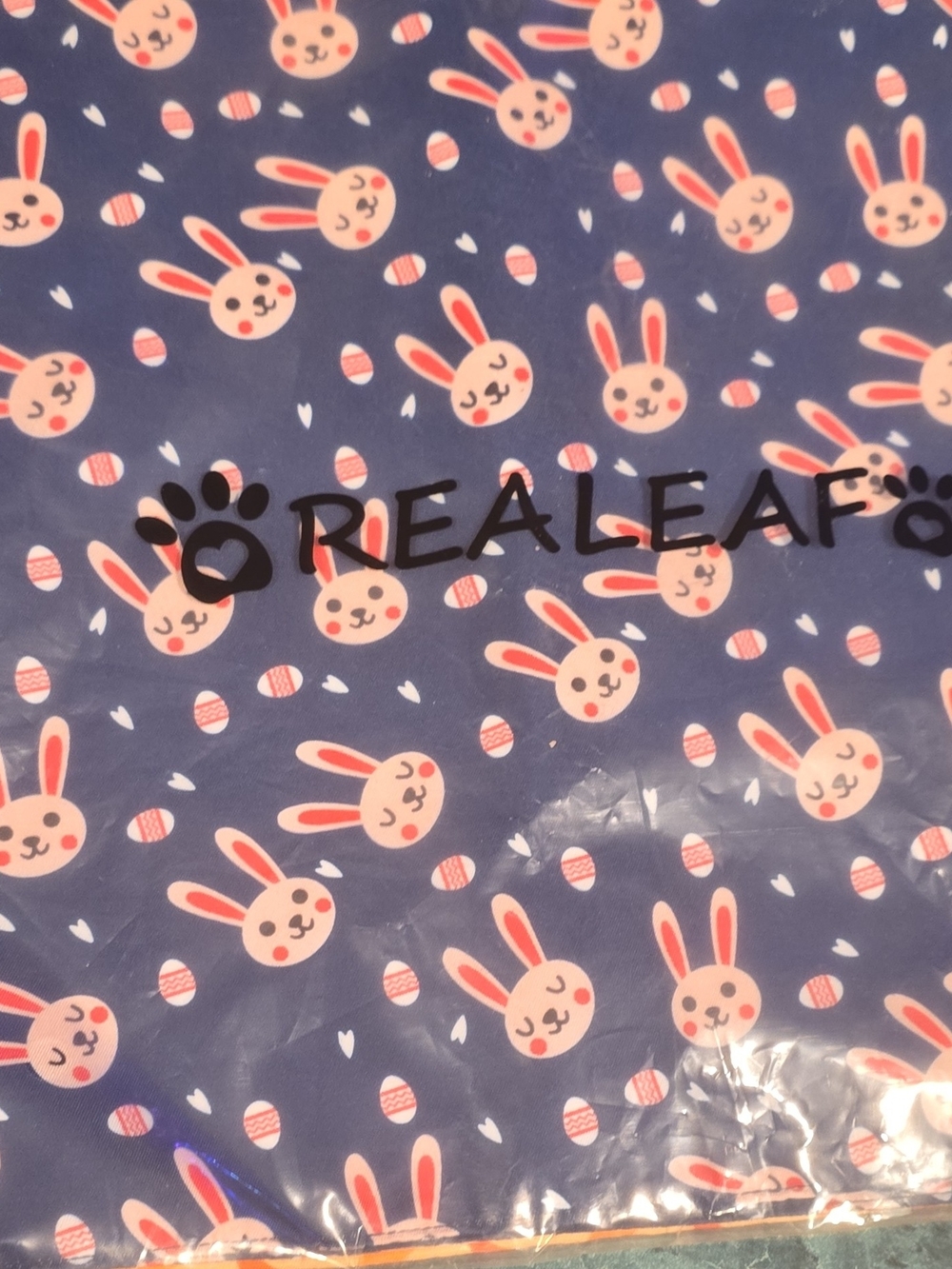 RealLeaf Navy Blue Bunny Print Dog Bandana with Pink Accents